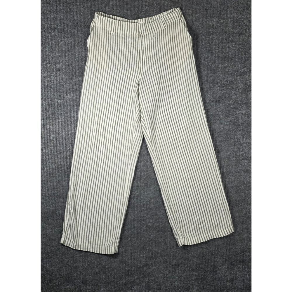 LC Lauren Conrad Linen Blend Striped Cropped Pants Size 16 Ankle